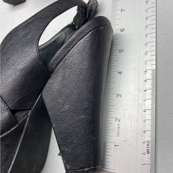 Steve Madden BLK Faux Leather Chunky Heel Sandals, 7 Spring Sale - Picture 5 of 8